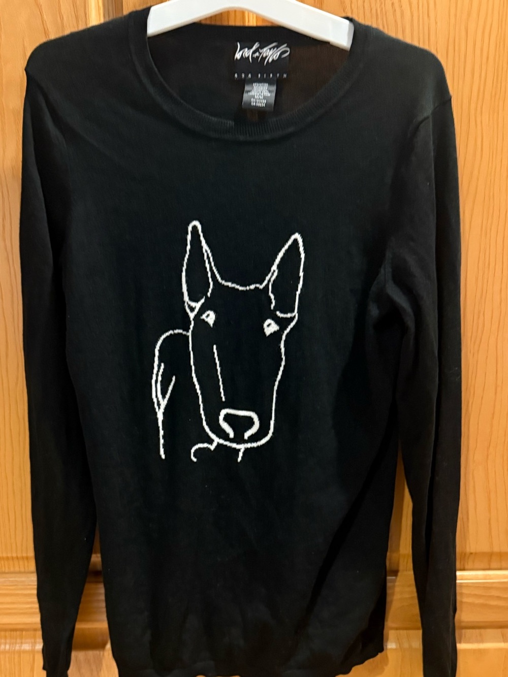Lord + Taylor Black Dog Crewneck Long Sleeve Sweater Size Medium